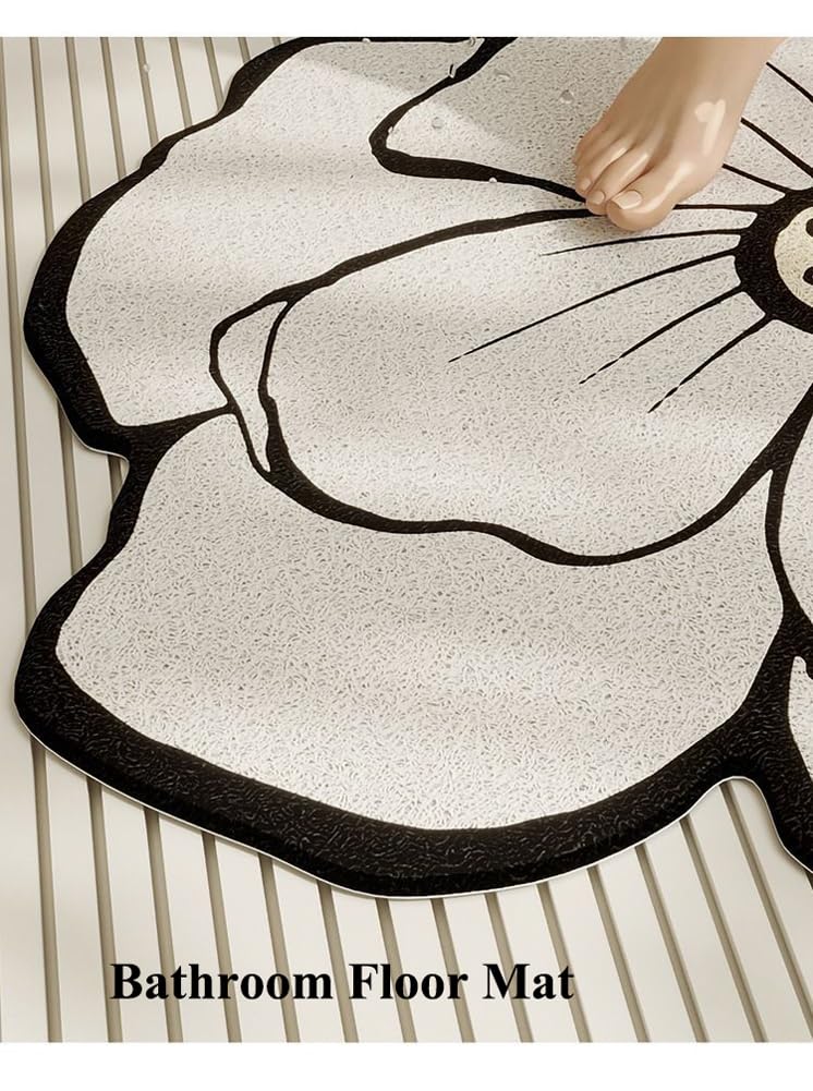Alfombrilla de ducha extra grande de PVC con forma de flor, antideslizante, antideslizante, suave, con agujeros de drenaje, alfombrilla de masaje lavable para cabina de ducha (rosa, 100 x 100 cm)