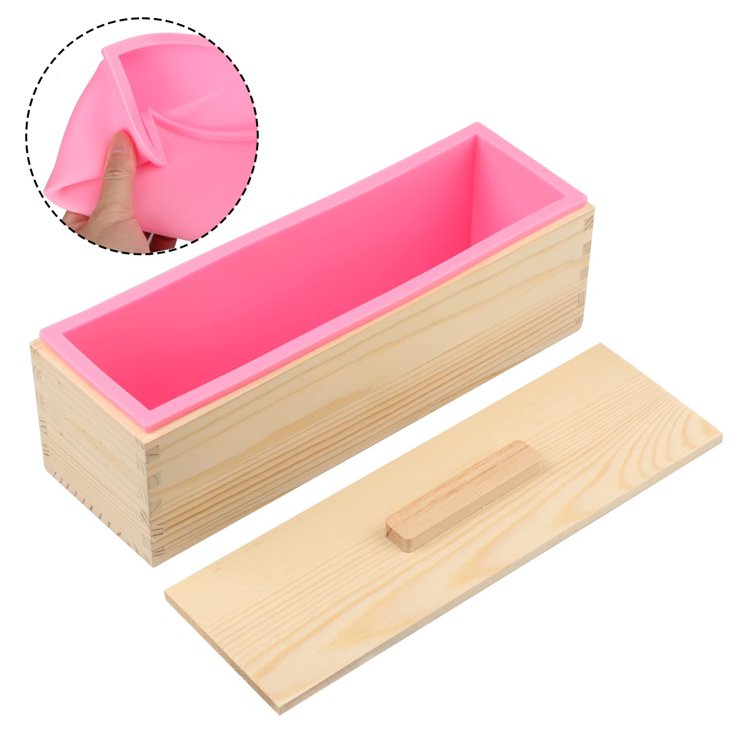 3 paquetes de moldes de jabón de 42 onzas, moldes de jabón para hacer jabón con cajas de madera, juego de 3, moldes de barra de jabón que se pueden utilizar para productos de jabón caseros,