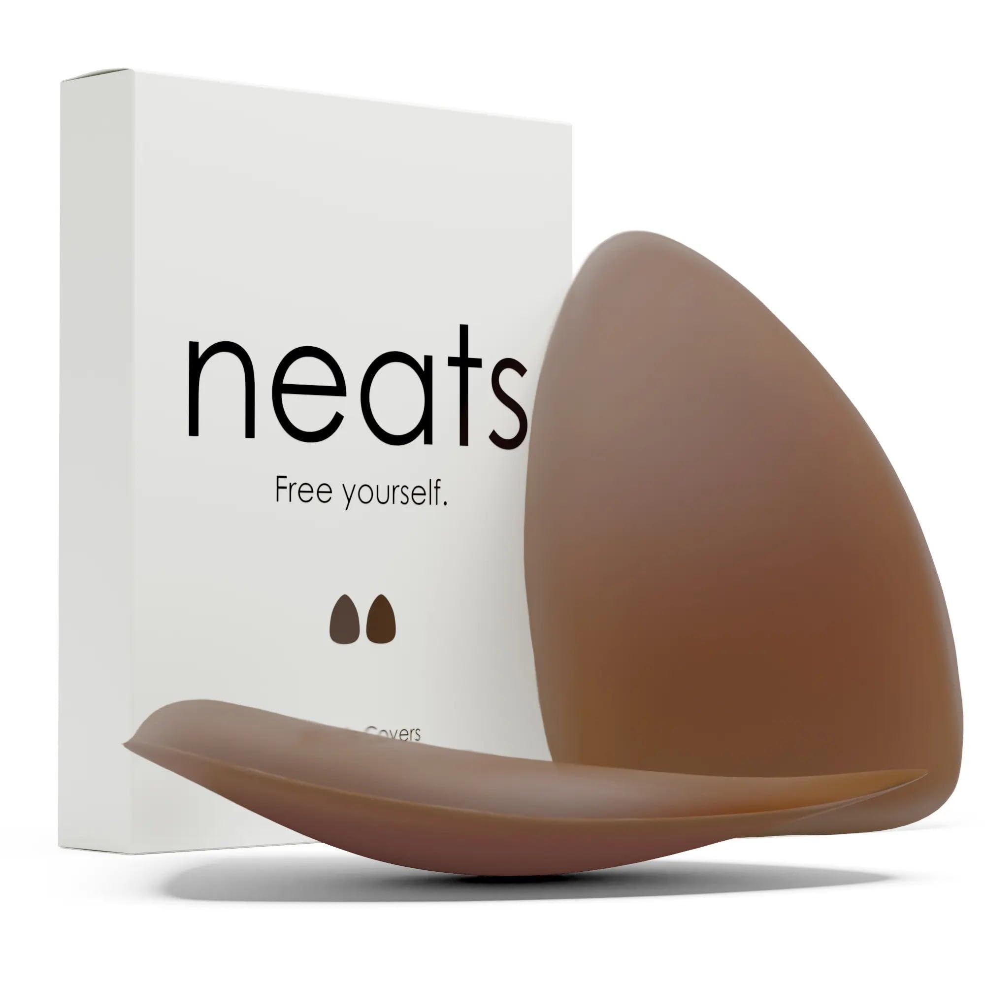 Neats Women's Mocha Triangle Nipple Covers For Reusable Hypoallergenic Adhesive Silicone Pasties, Seamless Invisible No-Show Breast Cover For Deep Necklines