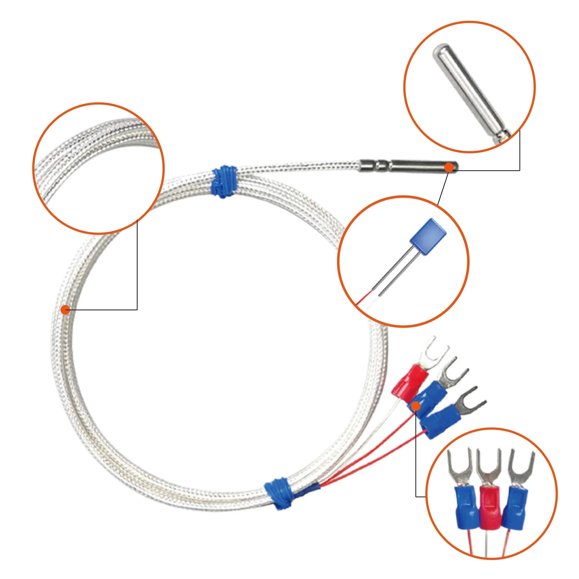temperaturfühler 5 stücke PT100 Temperatursensor RTD Temperaturfühler Widerstandsthermometer PT100 RTD Sensor Industrieller Temperatursensor(5m-PT100)