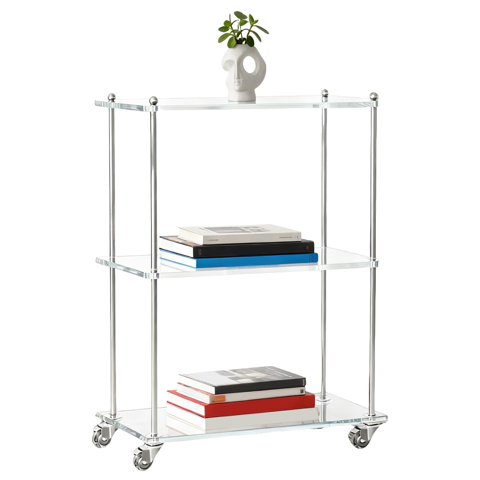 Carrello Acrilico Da Bagno Trolley di Servizio a 3 Livelli | Carrello Mobile Per Bevande per Casa Appartamento Soggiorno Cucina Bagno Studio Balcone Terrazzo Ufficio Hotel Ristorante