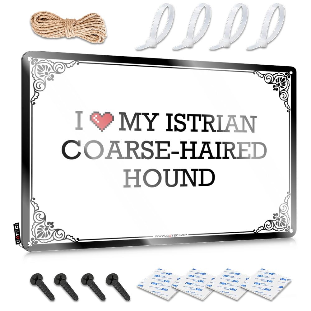 Basement Decor Signs Waterproof | I Love My Istrian Coarse-haired Hound Distressed Saloon Decoration(30X40CM)