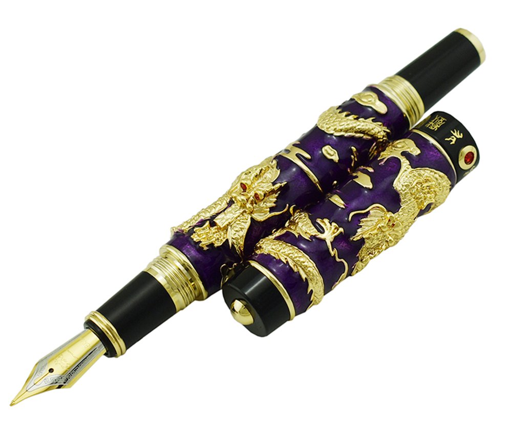 Amazon.co.jp: Jinhao ダブルドラゴン万年筆 ミディアムペン先 インク