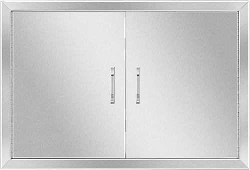 28 pulgadas de ancho x 19 pulgadas de alto, acero inoxidable 304 de alta calidad, doble panel de isla de barbacoa, puerta de acceso para cocina
