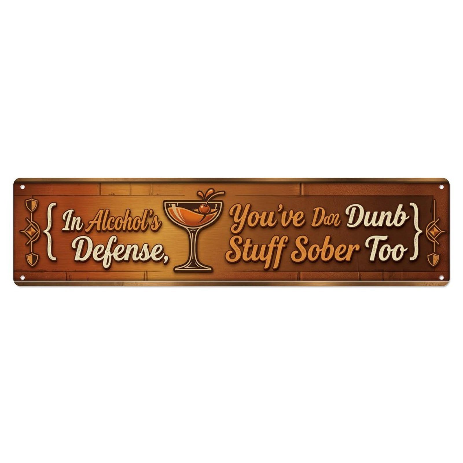 Alcohol Defensive Lounge Beverage Metal Tin Sign Plaque Wall Decor for Cafe, Club Bar, Office, Home Garden Metal Poster 4x16Inch