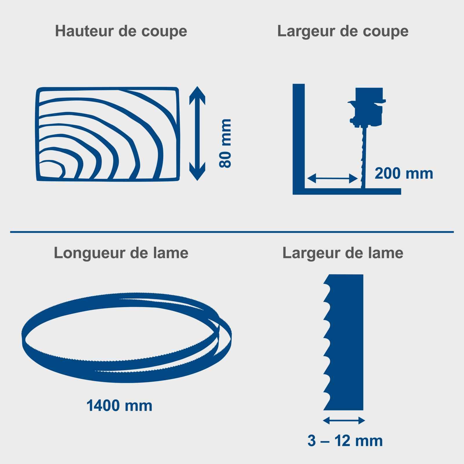 Scheppach Scie à ruban HBS30 350W Table 30x38x52cm Inclinable 0°-45° Raccord aspirateur Passage 80x200mm 3 lames 6-15 dents/pouce
