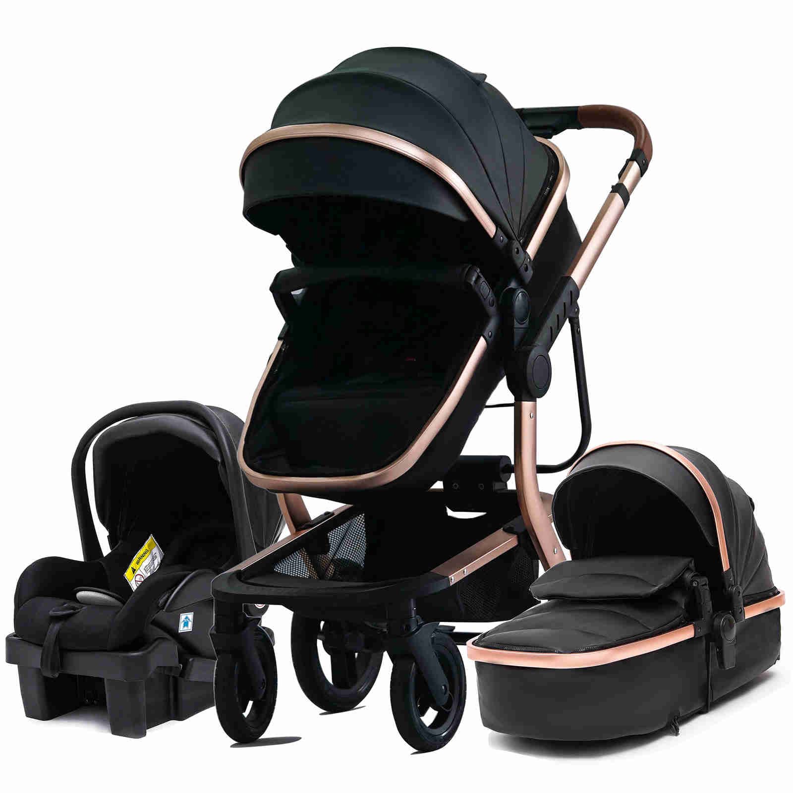 5 in 1 Travel Baby Stroller System with Seat Baby Stroller Seat Combo 3 in 1 Foldable Baby Stroller Newborn Carriage Stroller Infant Seat Base