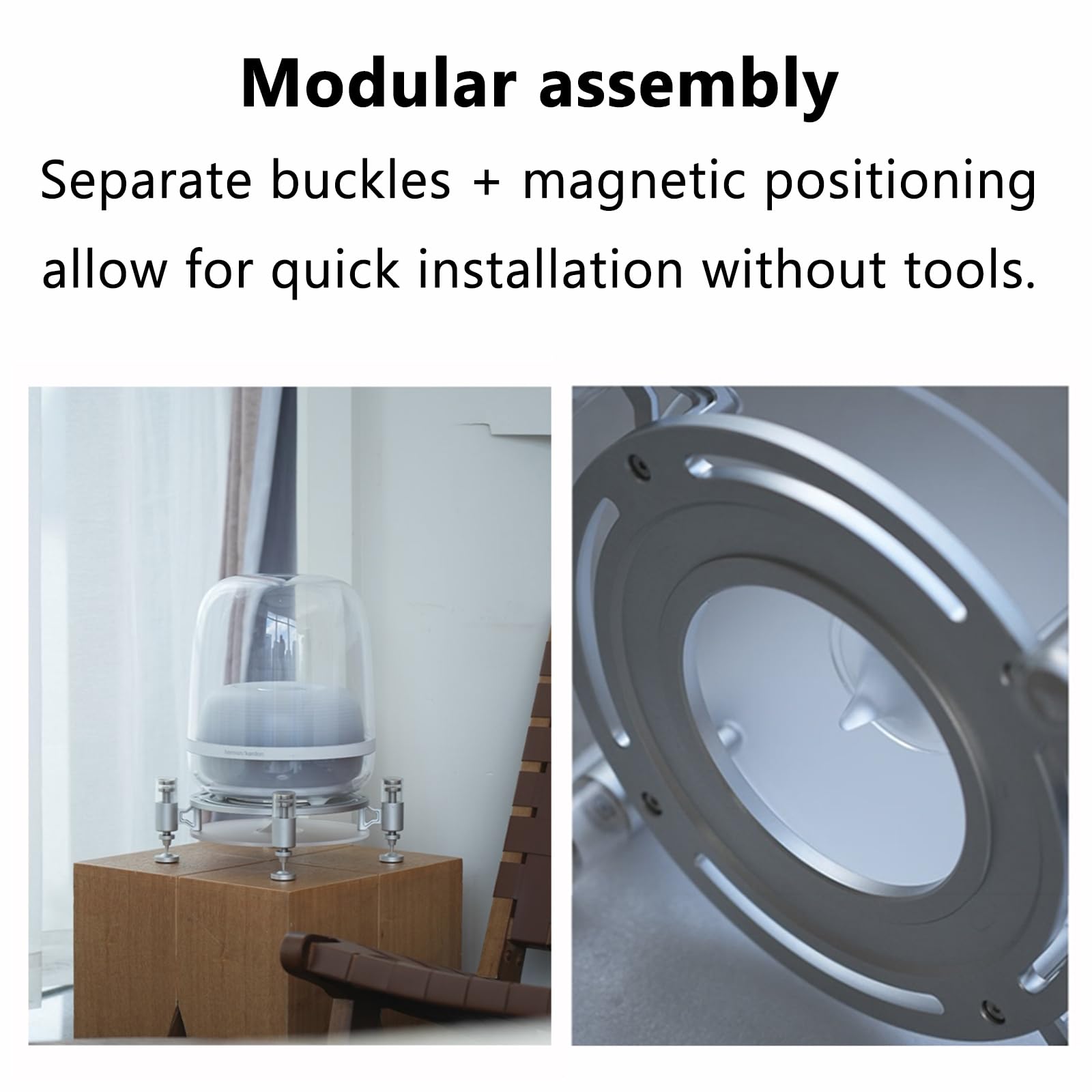 Supporto per altoparlante, supporto da scrivania per subwoofer, design di posizionamento magnetico per grandi altoparlanti surround, fibbia decorativa a spacco