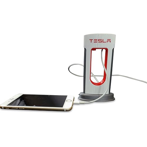 Desktop Supercharger Replica Charging Station, Supercharger Station - Fits USB-C Cables for Android and iPhone (Red)