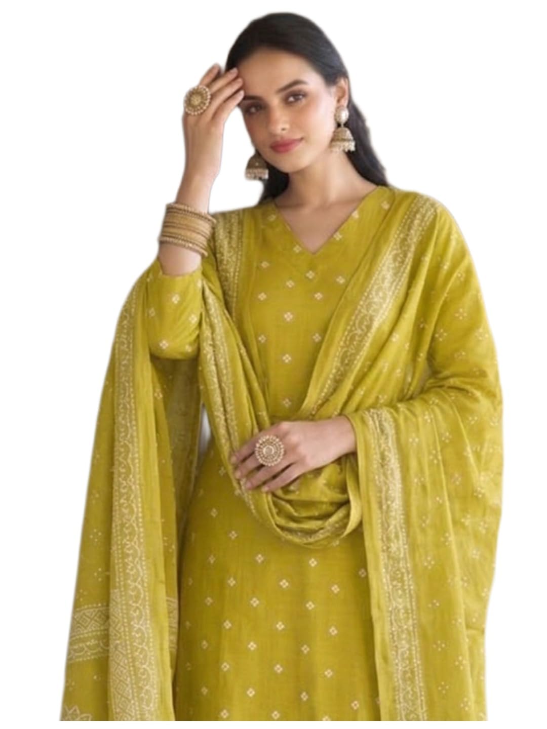 Women's Rayon Viscose Bandhani Printed Kurta and Palazzo Set with Dupatta | Stylish Ethnic Wear for Festive, Casual & Office-image-10