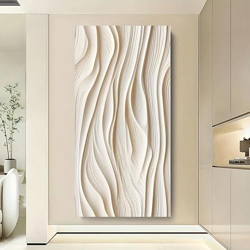 GOSRD Golden Tree Canvas Art Landscape Prints Serene White Flowers Accents Wall(70X140cm)