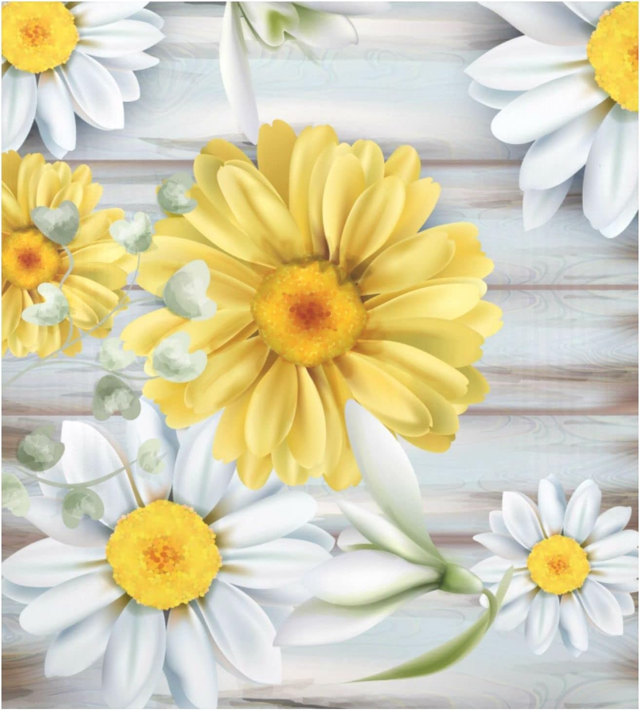 Naanle Dishwasher Magnet Cover Wooden Daisy Sunflower Front Dishwasher Cover Magnetic Home Cabinet Decals Appliances Stickers Refrigerator Decorative 23" x 26" Yellow 22