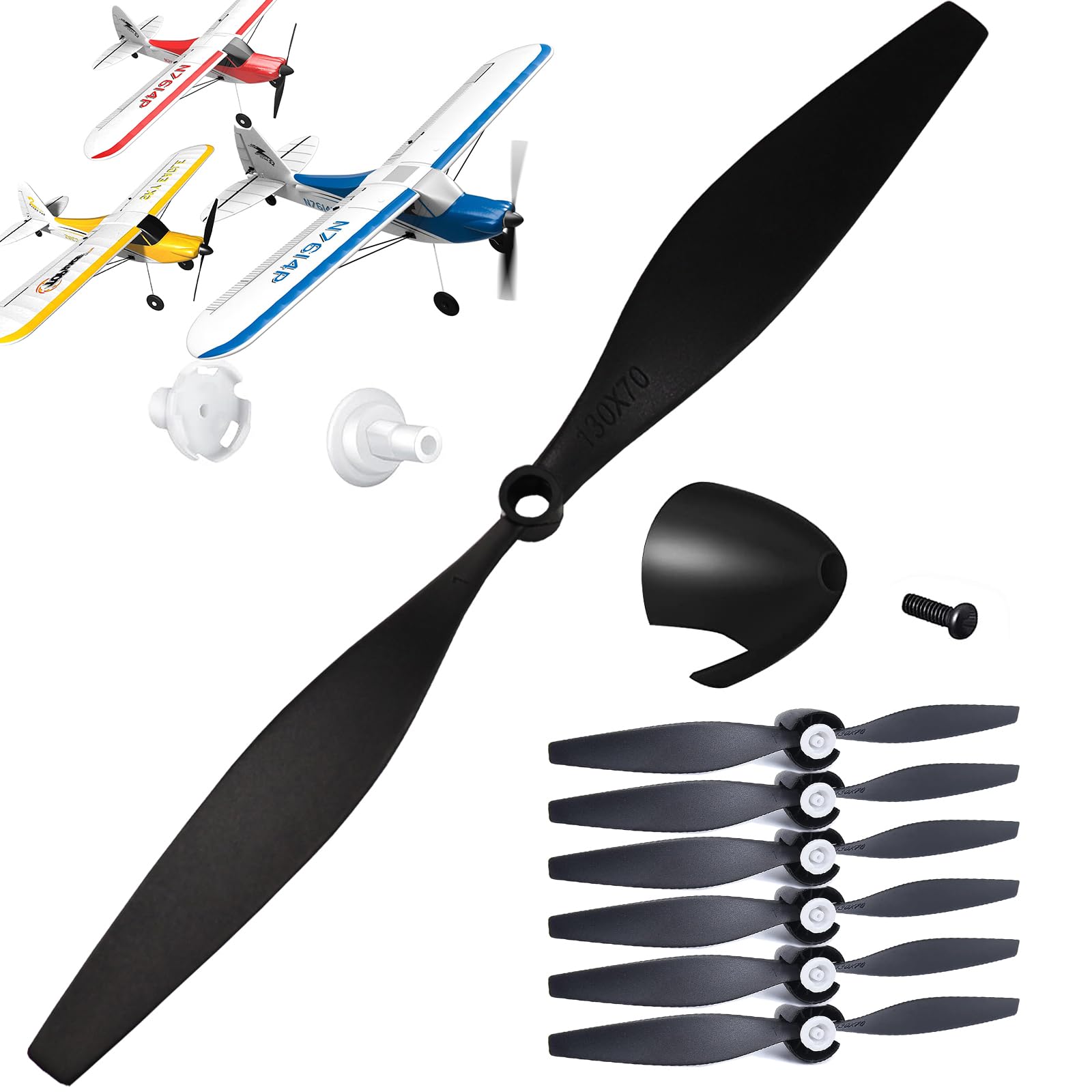 chusike 6 PCS Propellers for TR-C385 4 Channel TR-C285G RC Airplane, RC Spare Propellers with Propeller Savers and Adapters RC Airplane