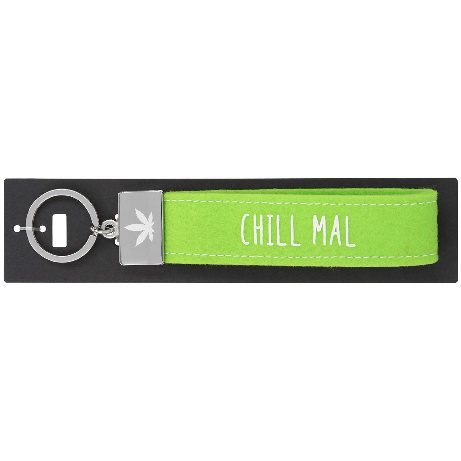 Depesche Felt loop keyring with engraved metal finish and iconic print, Chill Mal, light green, approx. 18.7 x 4.4 x 1 cm