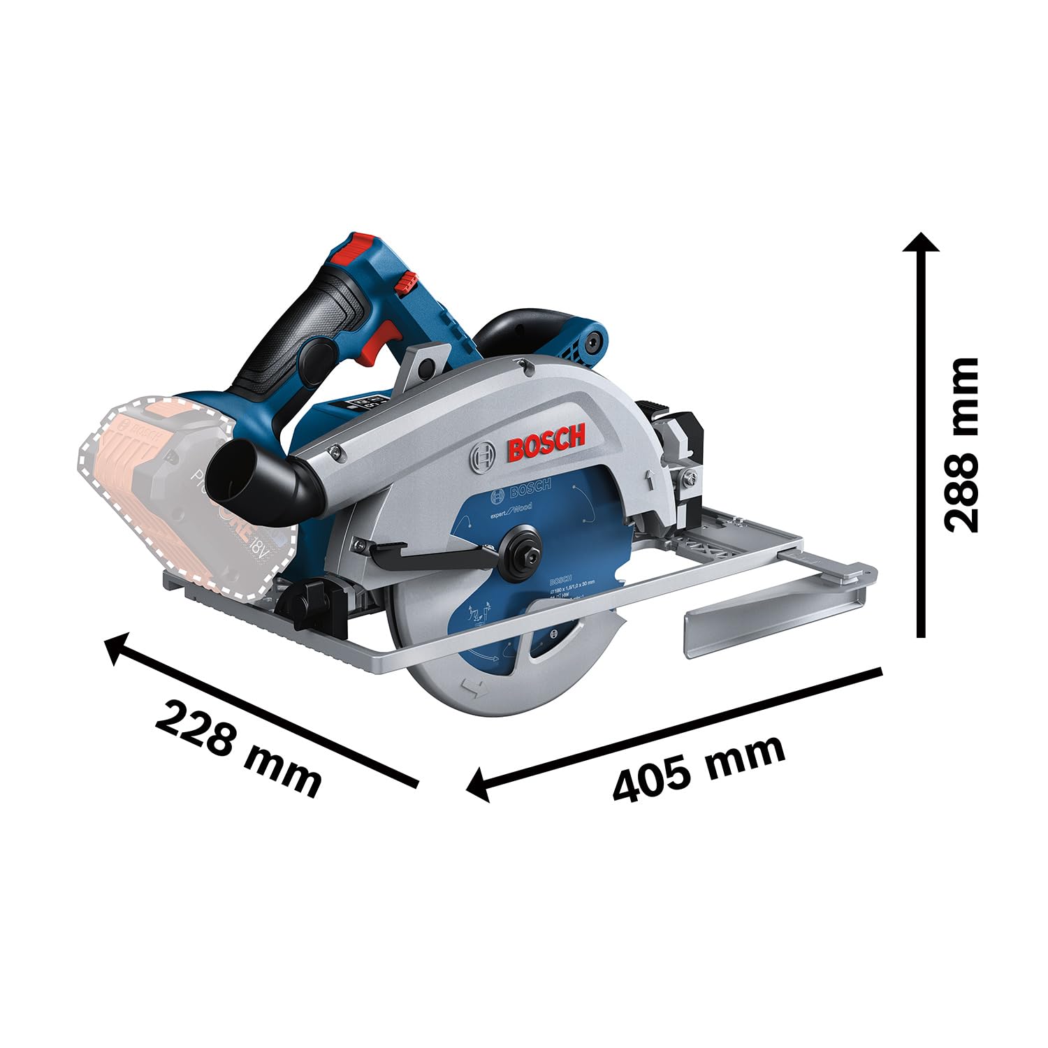 Bosch Professional 18 V firmy Bosch: akumulatorowa pilarka tarczowa GKS 18V-68 (1x prowadnica równoległa)