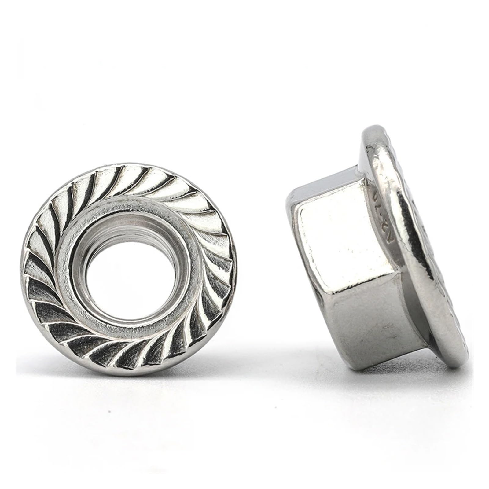 Tuerca hexagonal con brida, 100 tuercas de brida hexagonales autoblocantes de acero inoxidable 304(M8)