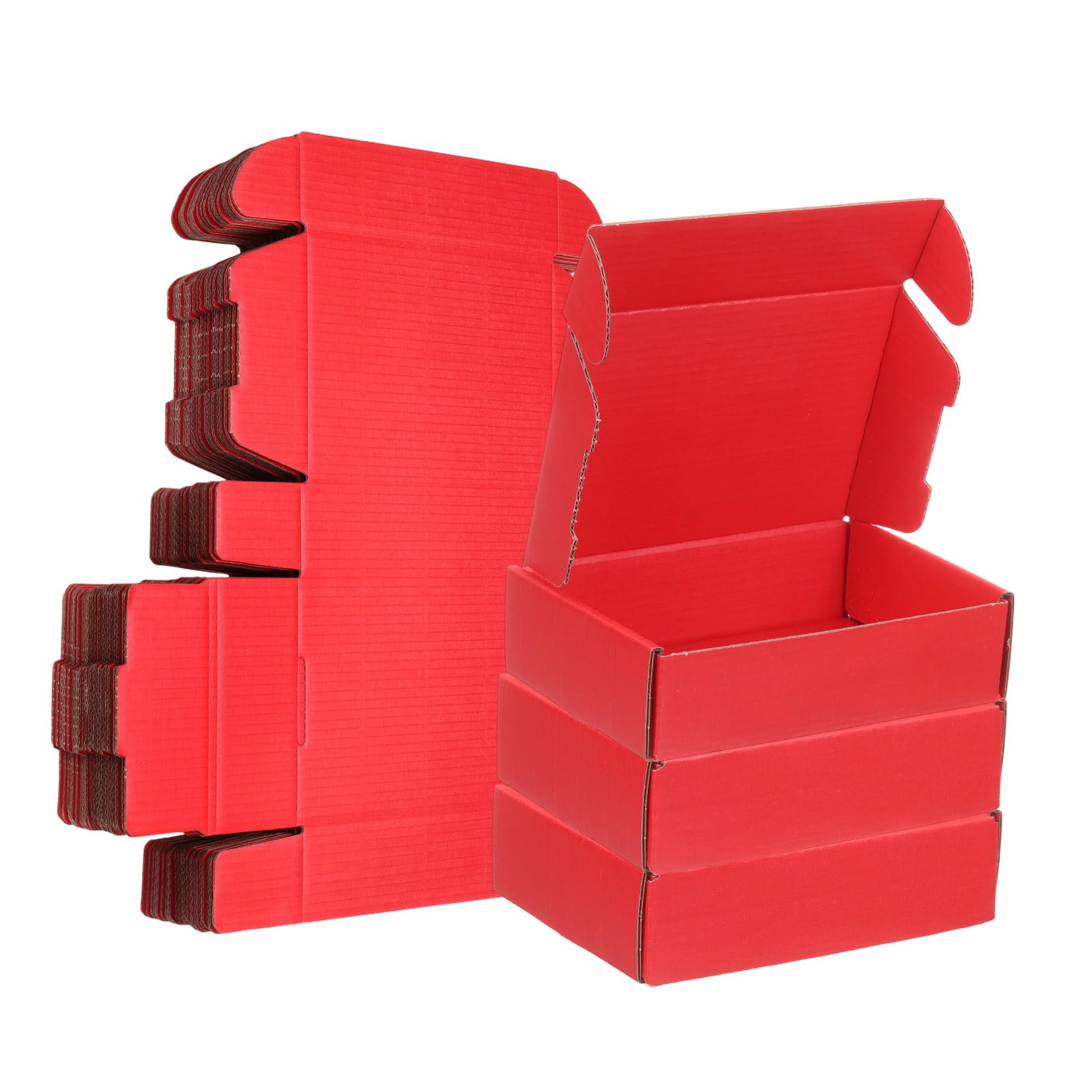 PATIKIL 6 x 4 x 1.6 Inch Shipping Boxes, 30 Pack Color Corrugated Cardboard Box Cute Carton Boxes Literature Mailer for Mailing Packaging Small Business Gift Storage, Red