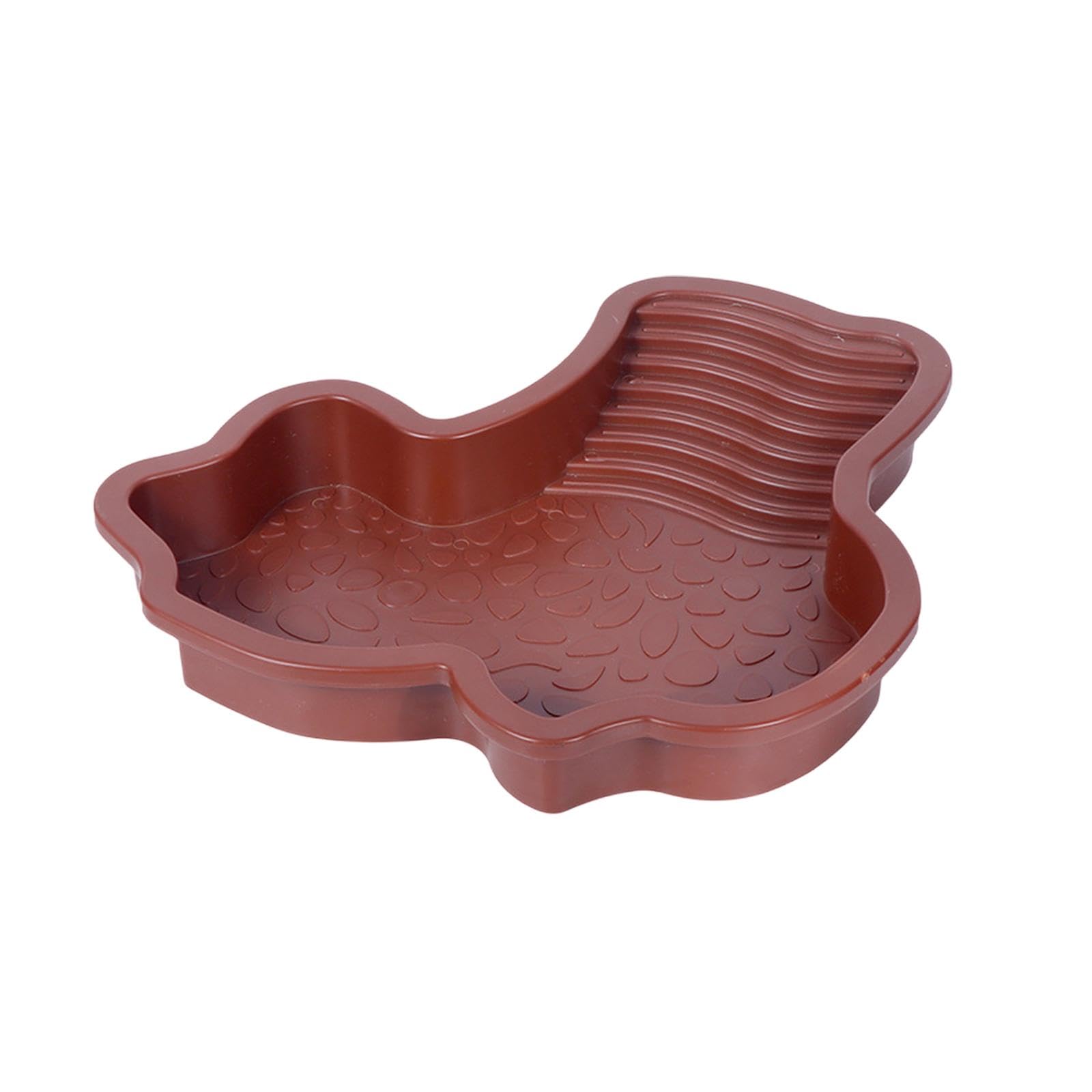 Bothyi Reptile Bathing Pool Turtle Water Dish Aquarium Ornament Habitat Decor Turtle Basin Reptile Water Dish for Pet Supplies Snake, Brown