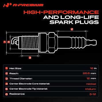 A-Premium Set of 4 Ignition Coil Pack and Iridium Spark Plugs
