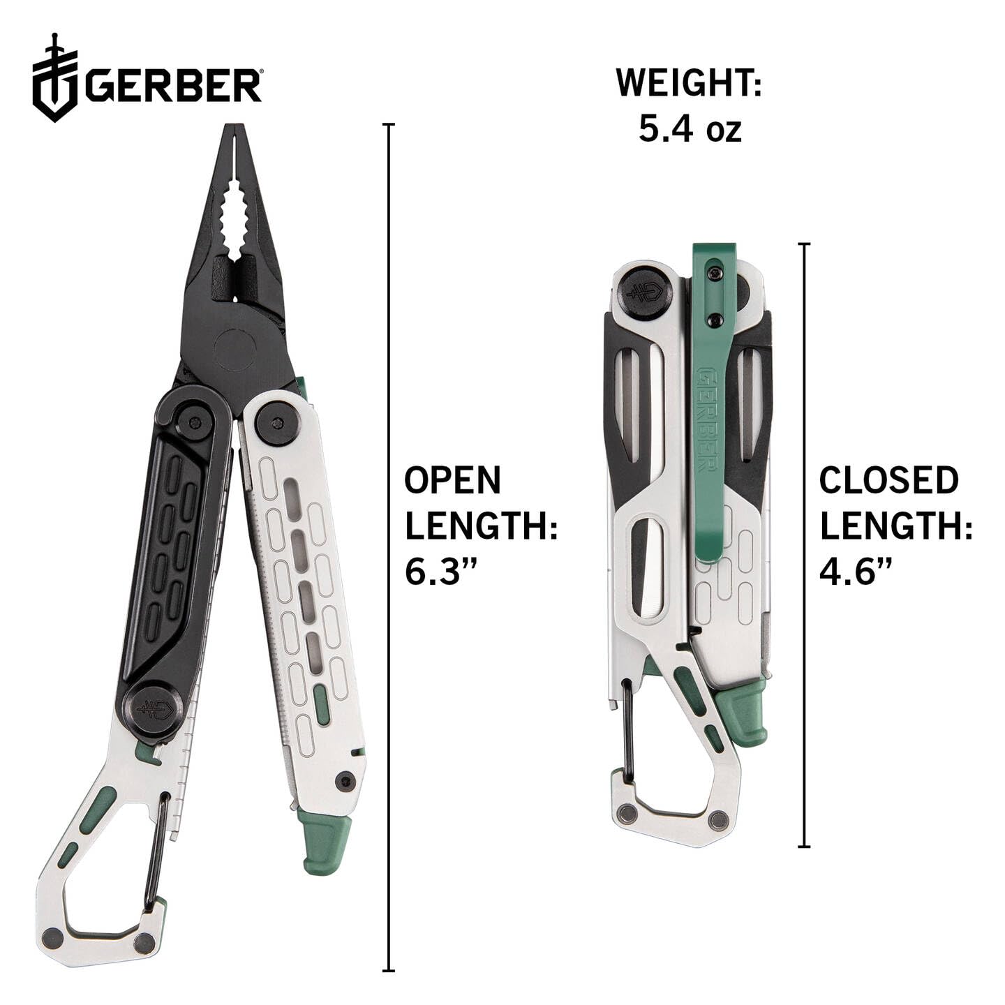 Gerber Multi-Tool mit 10 Funktionen, Stakeout Spark | Camping-Tool mit Frame-Lock Verriegelung, Zange, Feuerstarter, Karabiner u.v.m., Baltic Haze, 1070268