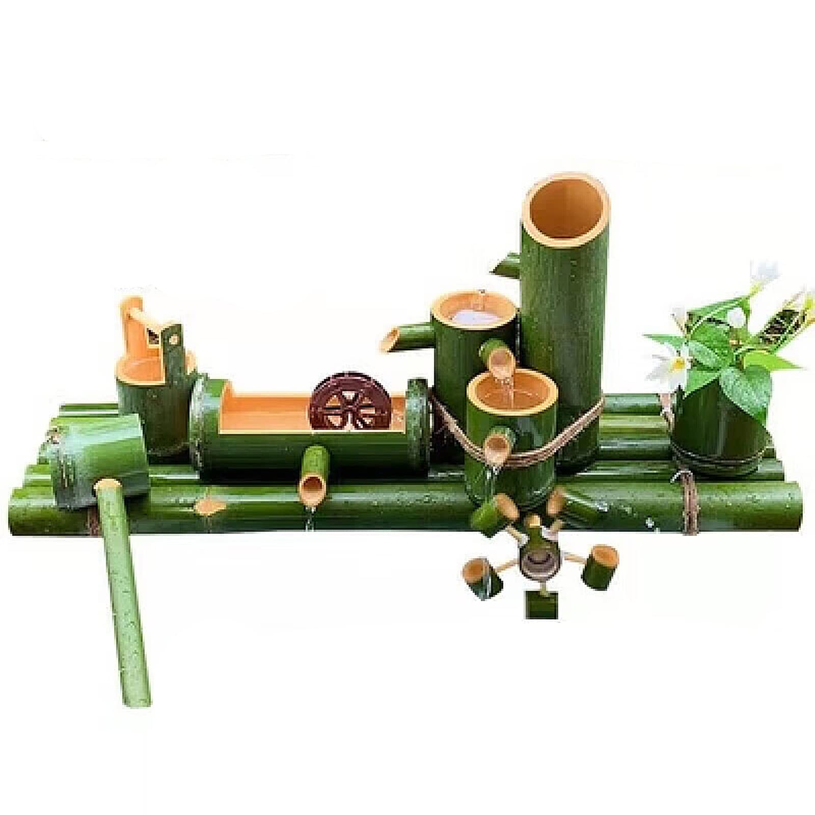 asdchZen Bamboo Water Fountain Outdoor Water Fountain With Pump, Easy Install In Pond Or Garden, Handmade Smooth Natural Split-Resistant Bamboo, 55Cm/21.7In,55cm/21.7in