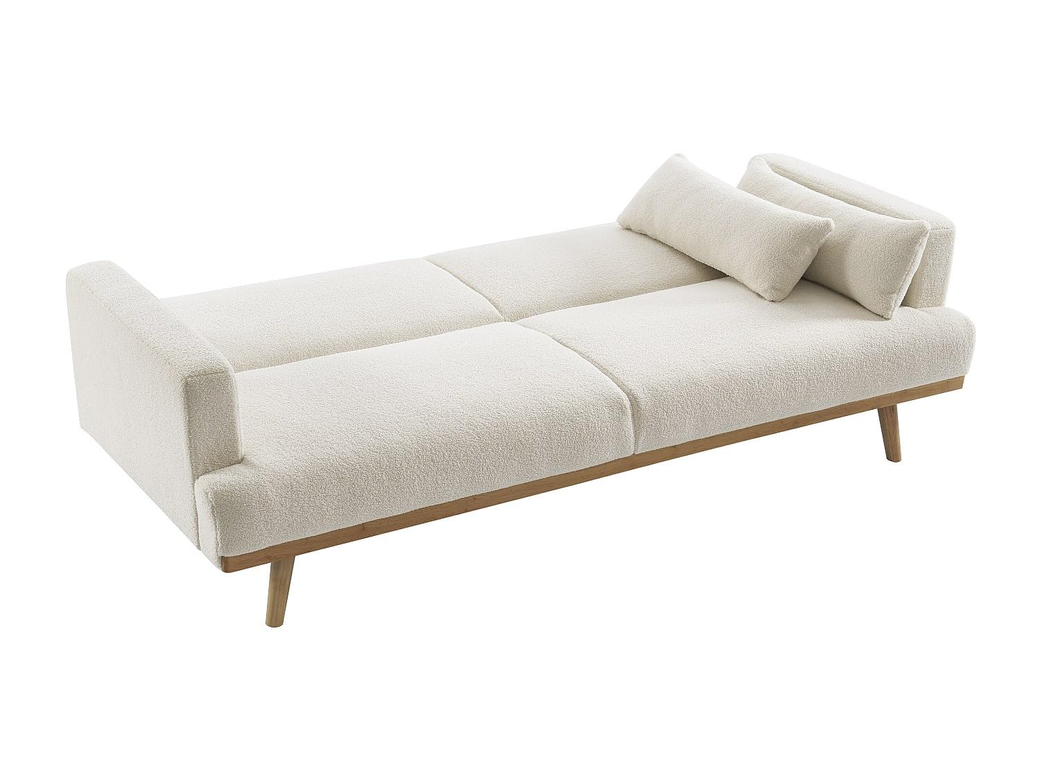 Klappsofa 3-Sitzer mit Schlaffunktion - Bouclé-Stoff - Weiß - ESME