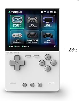 TRIMUI Brick Handheld Game Console, Mini Game Player Compatible with 3.2 inch IPS High-Definition Screen, Portable Video Game Console White 128G