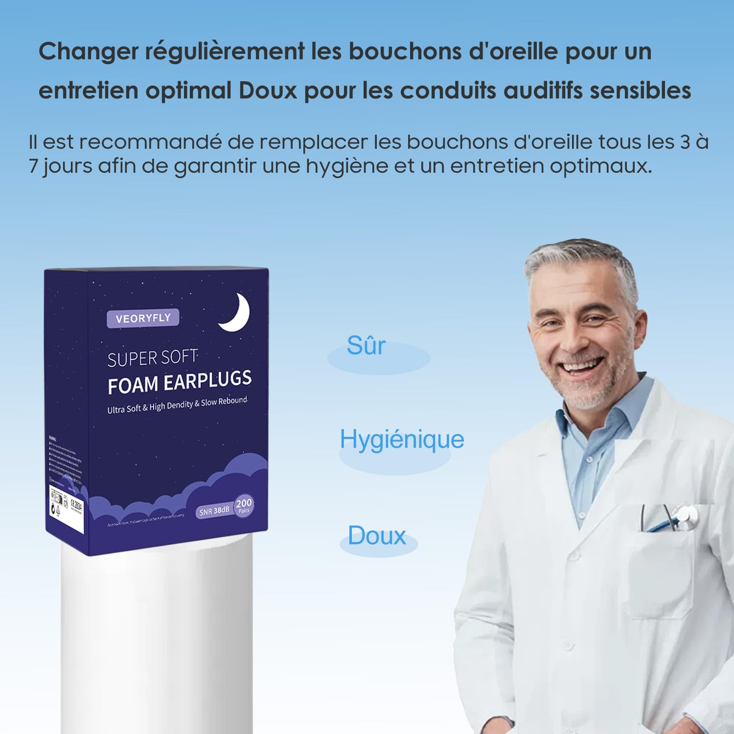 200 Pair Bouchon D'oreille Pour Dormir,bouchon Oreilles Bruit Snr 38 Db,réutilisables Boule Quies En Éponge Souple, Bouchons Doreilles Anti Bruit Pour Dormir, Ronfler, Travailler