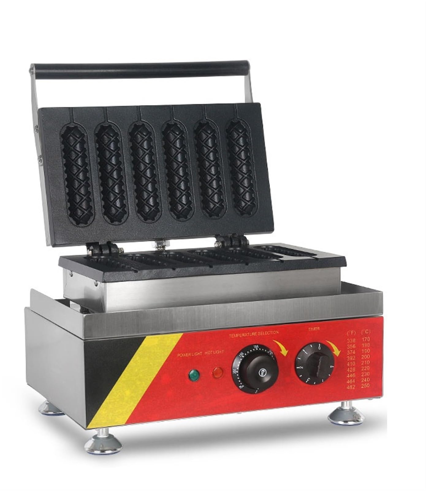 Frytkownice, Gofrownica do hot dogów Muffin 1500W elektryczna nieprzywierająca maszyna robienia kiełbasek francuskich Lolly chrupiąca kukurydza Hot Dog gofrownica