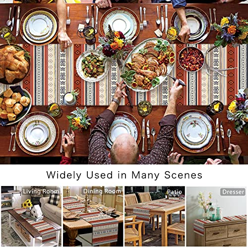 Boho Table Runners 72 Inches Long Farmhouse Western Wedding/Coffee Table Runner Bohemian Stripes Kitchen Dinning Table Linen Cloth For Party Indoor Outdoor Decor, Aztec Geometric #TOP2