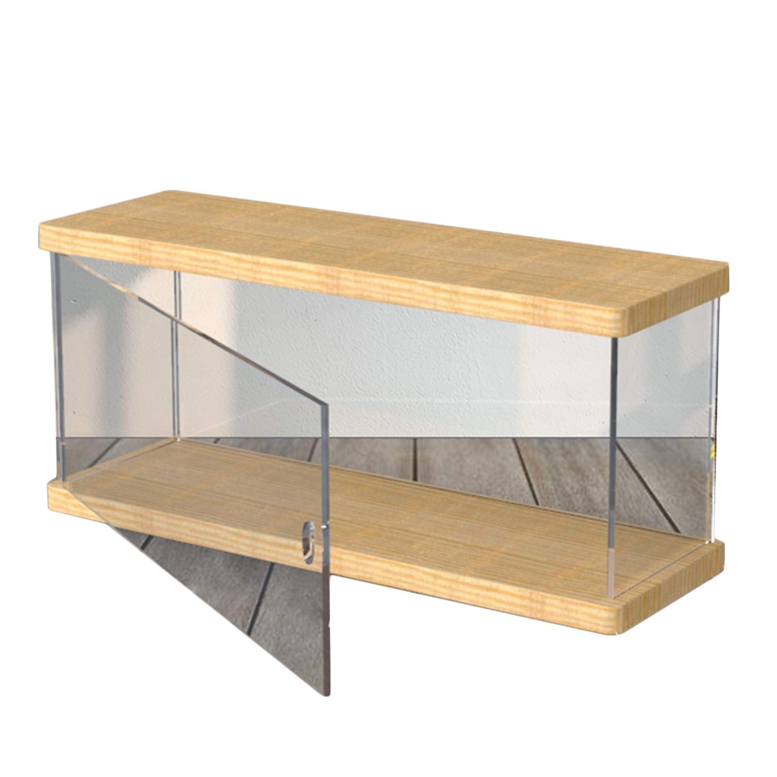 Akrylowa gablota ekspozycyjna, Akrylowa gablota do sztaplowania z drewnianą podstawą i bocznymi drzwiami, przezroczysta w wielu rozmiarach(Clear,60X10X37.8CM)