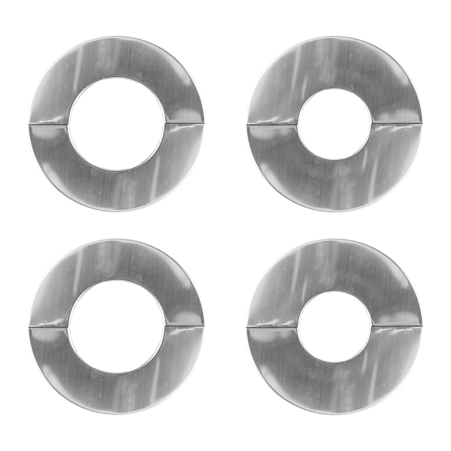 Tabanzhe Silver Shower Pipe Cover Plate 4Pcs Wall Split Flang Stainless Steel Escutcheon Plate Round Self-Adhesive Plumbing Cover Plates For Pipe Wall Holes Pipe Faucet Decoration