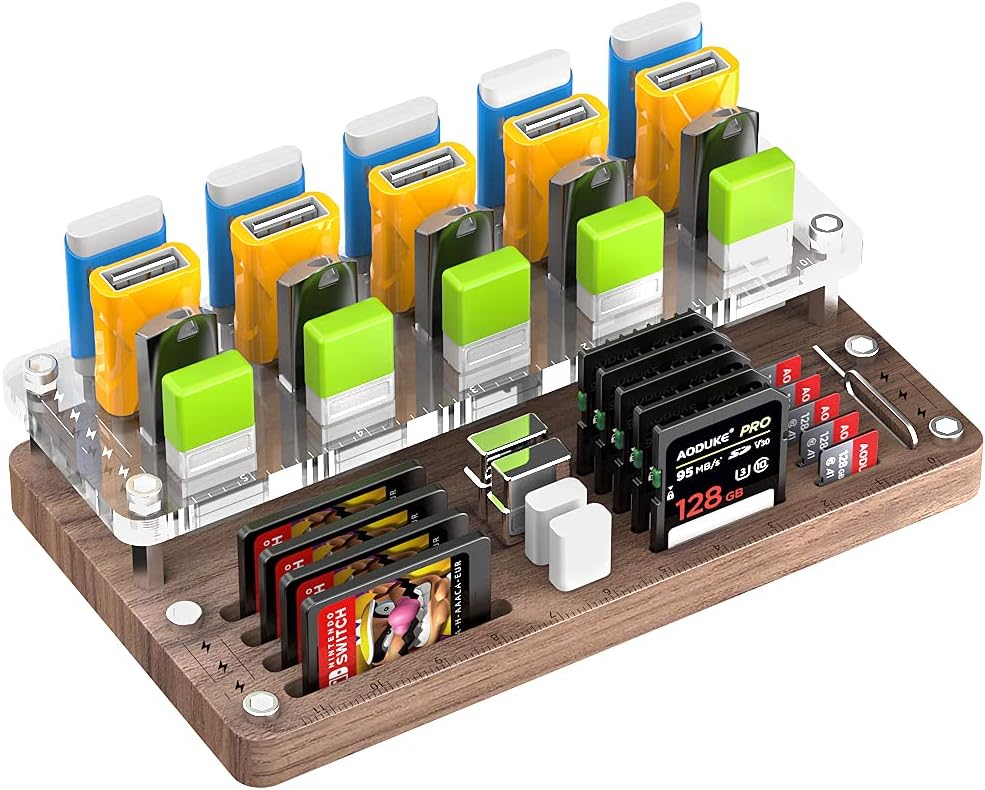 AOJUE Wooden Memory Card Case TF Cards Box and USB Drive