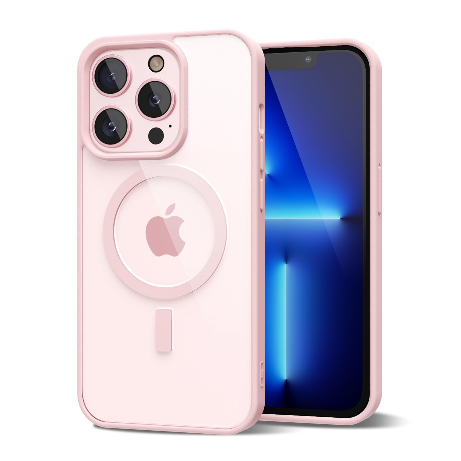 oakxco for iPhone 13 Pro Max Case Clear Magnetic Compatible with Magsafe, Thin Slim Transparent Non Yellowing, Hybrid Soft Silicone Bumper & Hard Plastic Protective Cover for Women, Light Pink