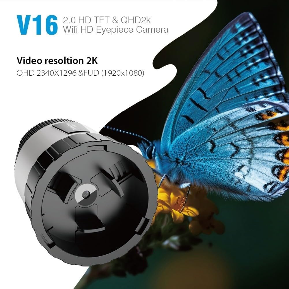 Cámara ocular electrónica 2K FHD con WiFi, pantalla TFT de 2,0 pulgadas, prismáticos y telescopios, microscopía, batería de 150 min, tarjeta TF de hasta 256 GB, color blanco