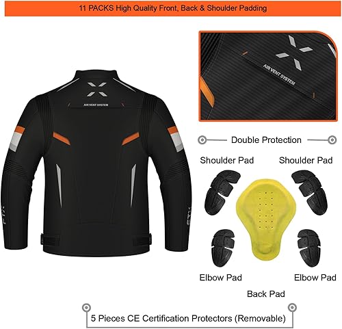 Miniatura 2 de FTX Chaqueta de motocicleta para hombres, Armadura de equipo de protección de cuerpo completo, chaqueta de malla para hombres,