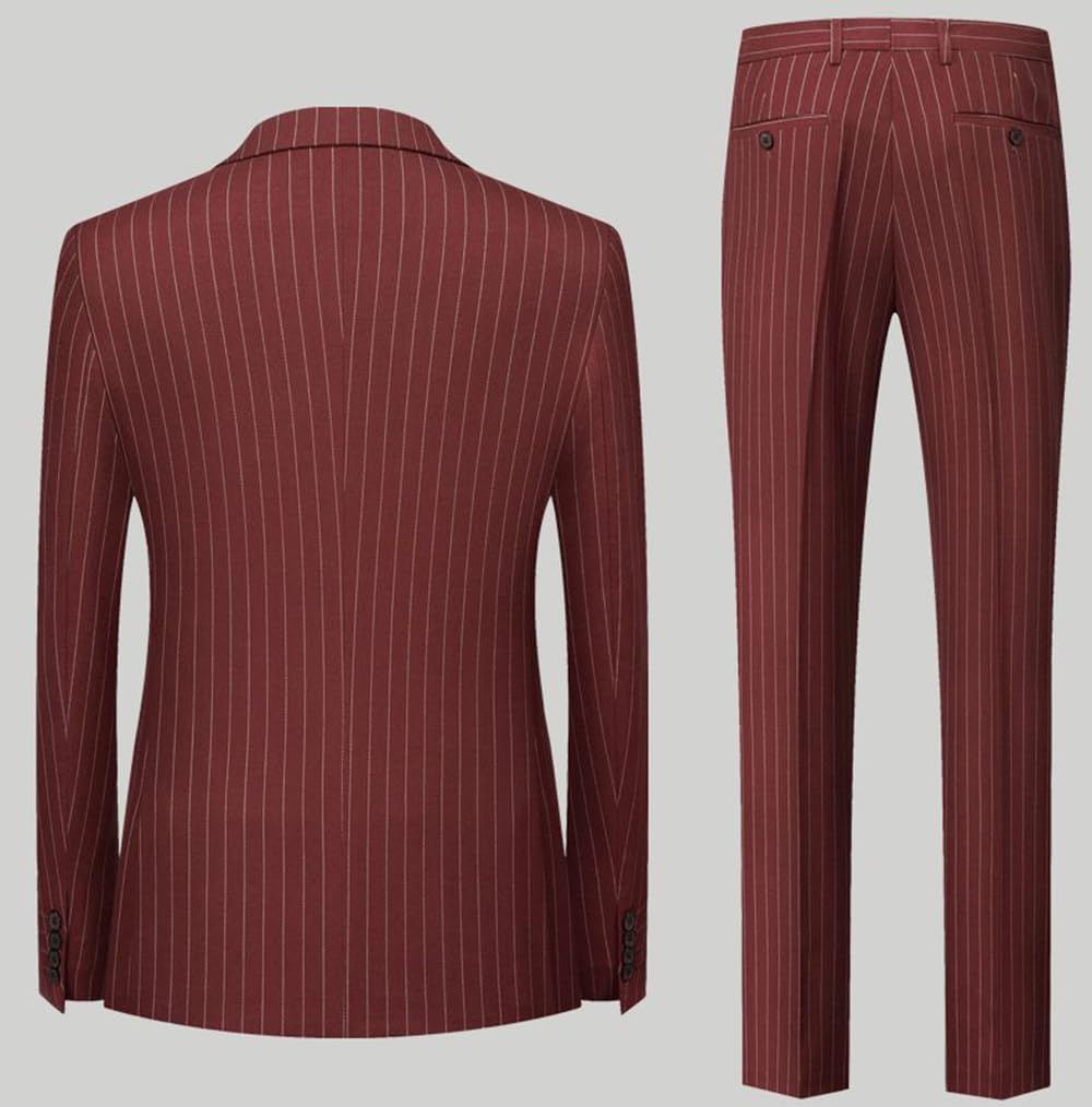 Uomo Abito Casual a Righe Doppio Petto con Giacca e Pantaloni, Set di Smoking per Feste Formali