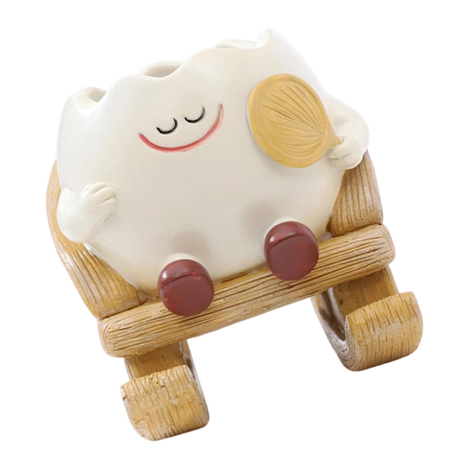 Msioytog Unique Lovely Head Flower Planter Resin Unique Sit Long Chair Succulents Pots Smiles Face Flower Pots for String of Pearls Lovely Plant