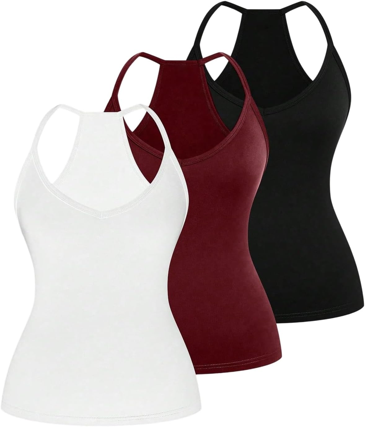 SOLY HUX Women's Plus Size V Neck Camisole 3 Packs Sleeveless Basic Tops Slim Fit Racerback Cami Shirts
