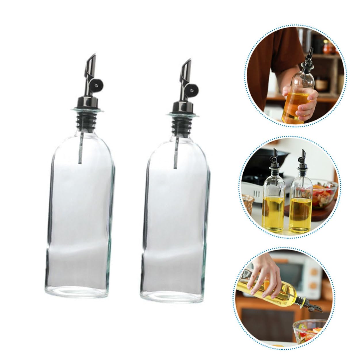 Ciieeo Dispenser di Olio in Vetro Uso Duraturo da 500ml 2 Pezzi Facile da Pulire per Olio e Aceto per Ristoranti e Buffet