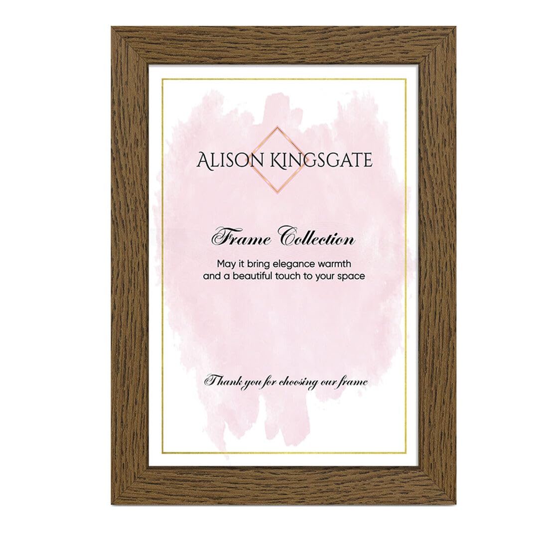 Alison Kingsgate Modern A3 Dark Oak Picture Frame - Engineered Wood Photo Frame with Shatterproof Perspex Front - Ideal for Posters, Certificates & Artwork