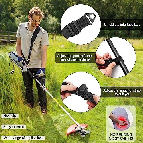 Trimmer Shoulder Strap, Weed Eater Strap Adjustable Grass Trimmer Shoulder Strap Wacker Harness Upgraded Metal-Clip Compatible with EGO String Trimmer, Leaf Blower, Multi Head System