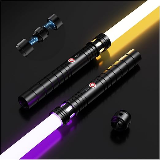 Lightsaber, Dueling Lightsabers 2 Pack - Metal Hilt Double Bladed RGB Lightsaber with 20 Gradient Colors 4 Modes 40-inBlades USB Rechargeable Adult Kids Toys for Halloween Christmas Birthday Gifts
