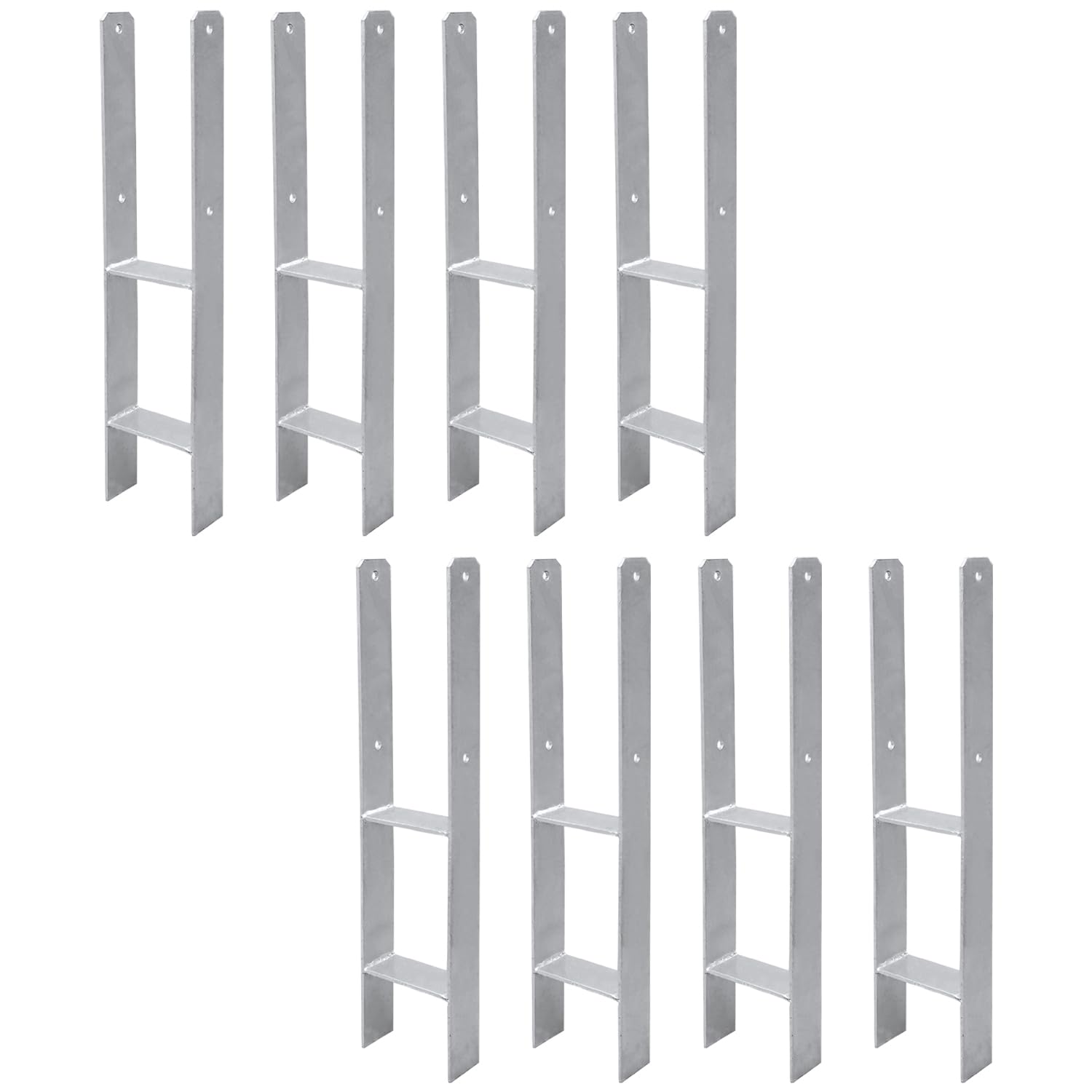 Gimisgu Anclajes en H para postes de 8 unidades, anclaje en H, para postes en H, para valla e invernadero, postes de madera cuadrados (91 x 600 mm)