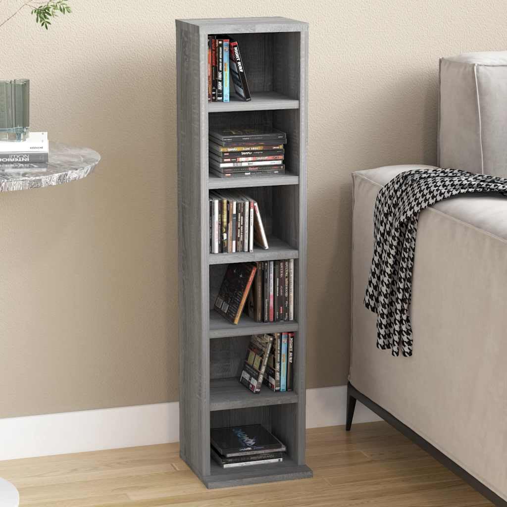 Armadietto CD per raccolta musicale in legno per CD, 21 x 20 x 88 cm, grigio