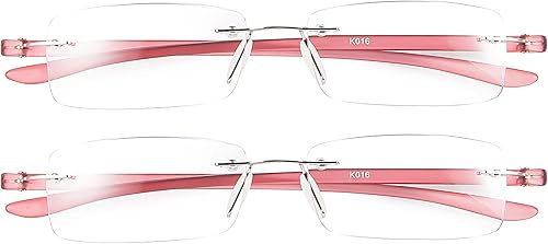 Paquete de 2 lentes de lectura con luz azul, lentes de lectura para hombre, lentes de lectura para mujer, sin marco, para computadora