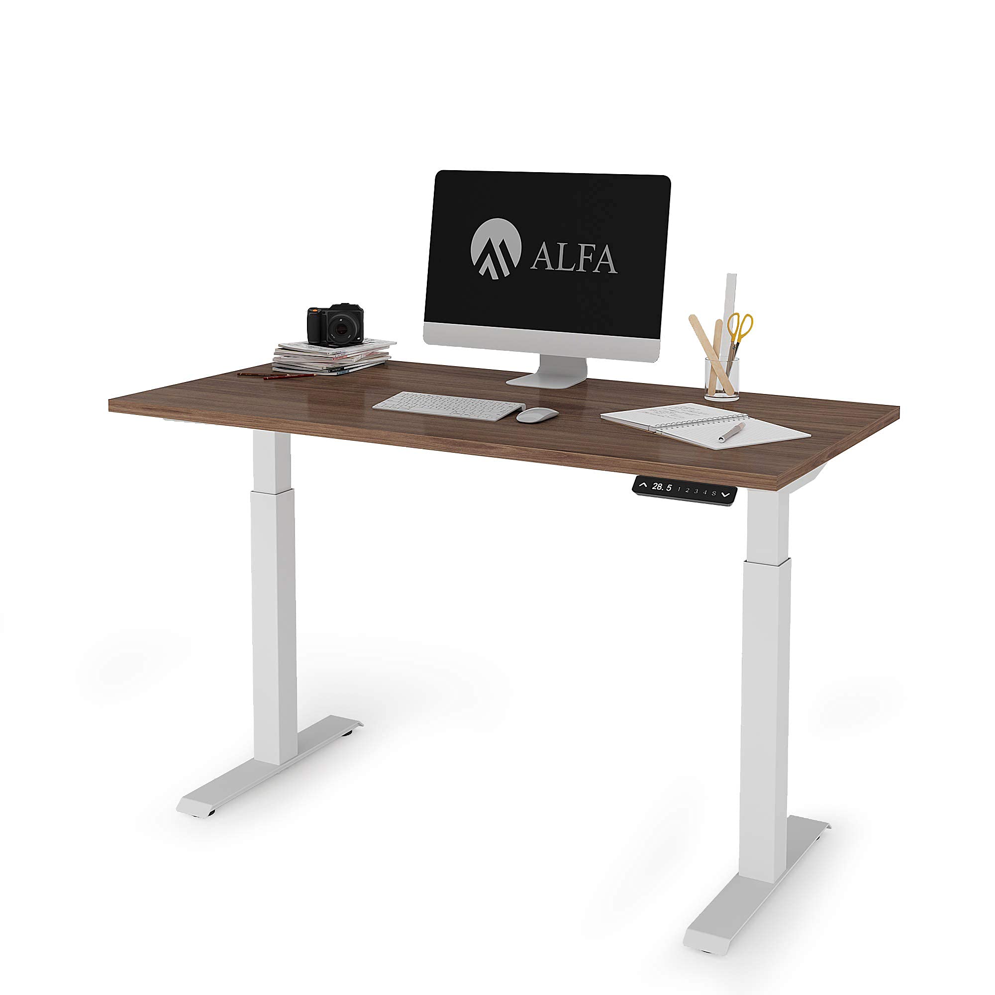 ALFA Furnishing Dual Motor Height Adjustable Electric Standing Desk 48x30 Inches with 4 Pre-Set Memo