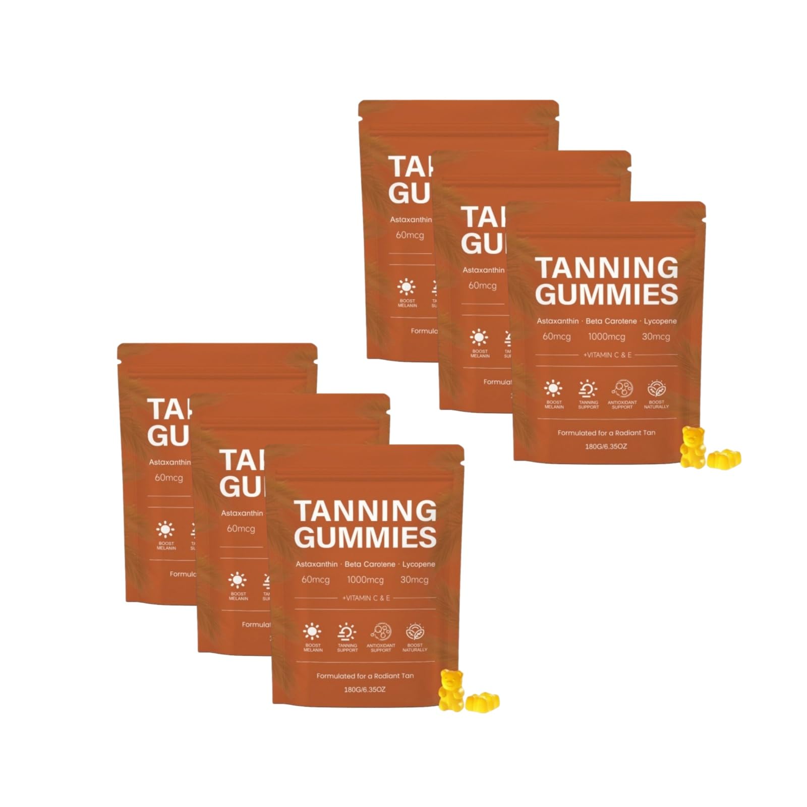 Gummies Bronzer 2026, 20 dni, 5 w 1 Przeciwutleniacze, beta-karoten likopen, przyspiesza wydłużenie opalania, chroni skórę, poprawia naturalny blask, dla mężczyzn i kobiet