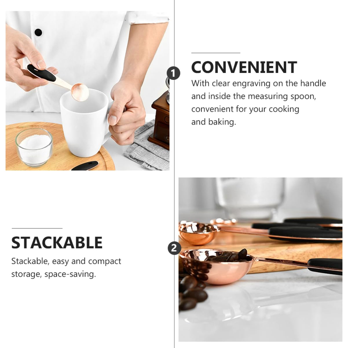 ULTECHNOVO 3 Ensembles Ensemble De Cuillères à Mesurer Cuillere Doseuse Accessoires De Cuisine Outil De Cuisson Acier Inoxydable Rose