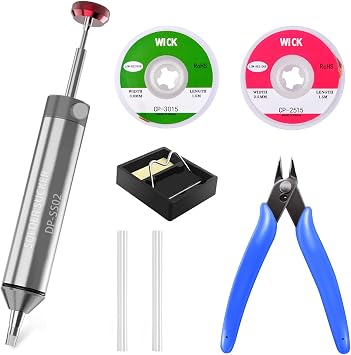 Solder Sucker Desoldering Pump High Temperature Resistance Flexible Silicone Durable Foldable High Quality Aluminum Housing Strong Suction